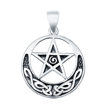 Celtic Moon and Star Pendant Charm 925 Sterling Silver